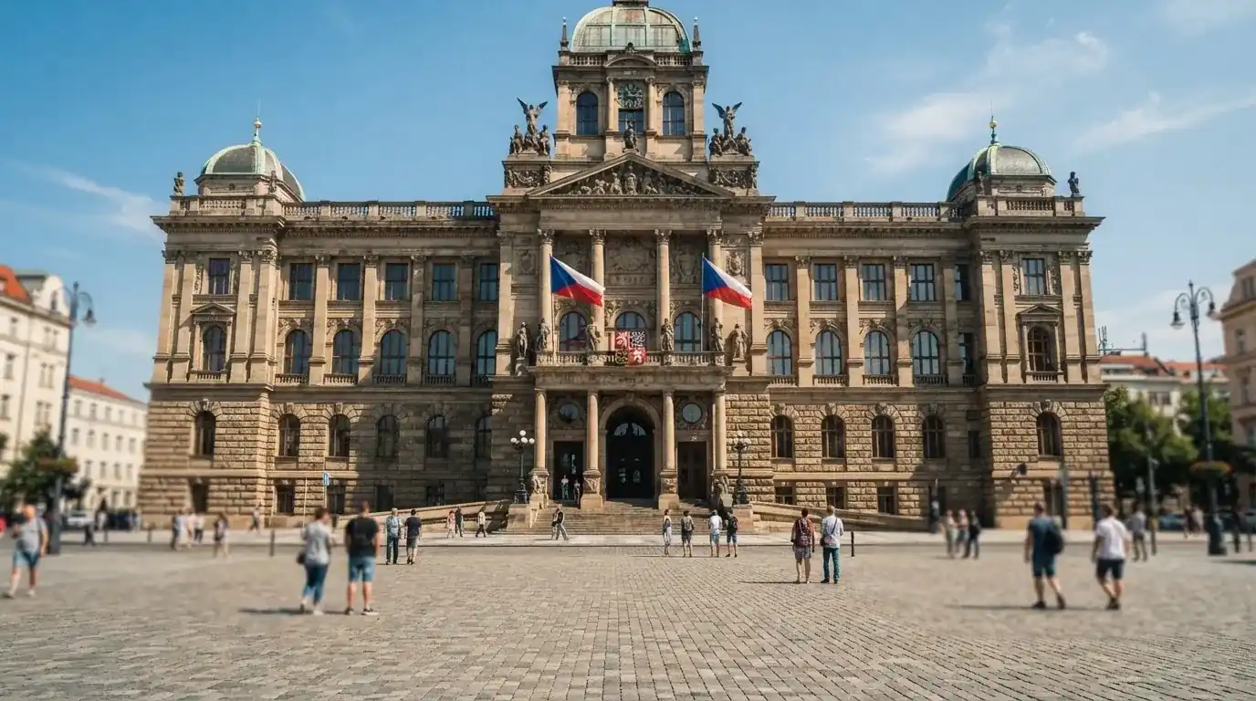 Historická úřední budova s vlajkami na slunečném náměstí — hrací automaty hrací automaty zdarma online